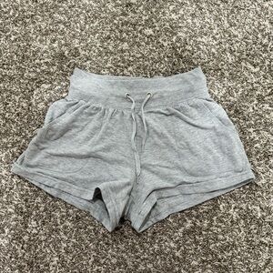 High Waist Mini Lounge Shorts featuring a tie waist brand